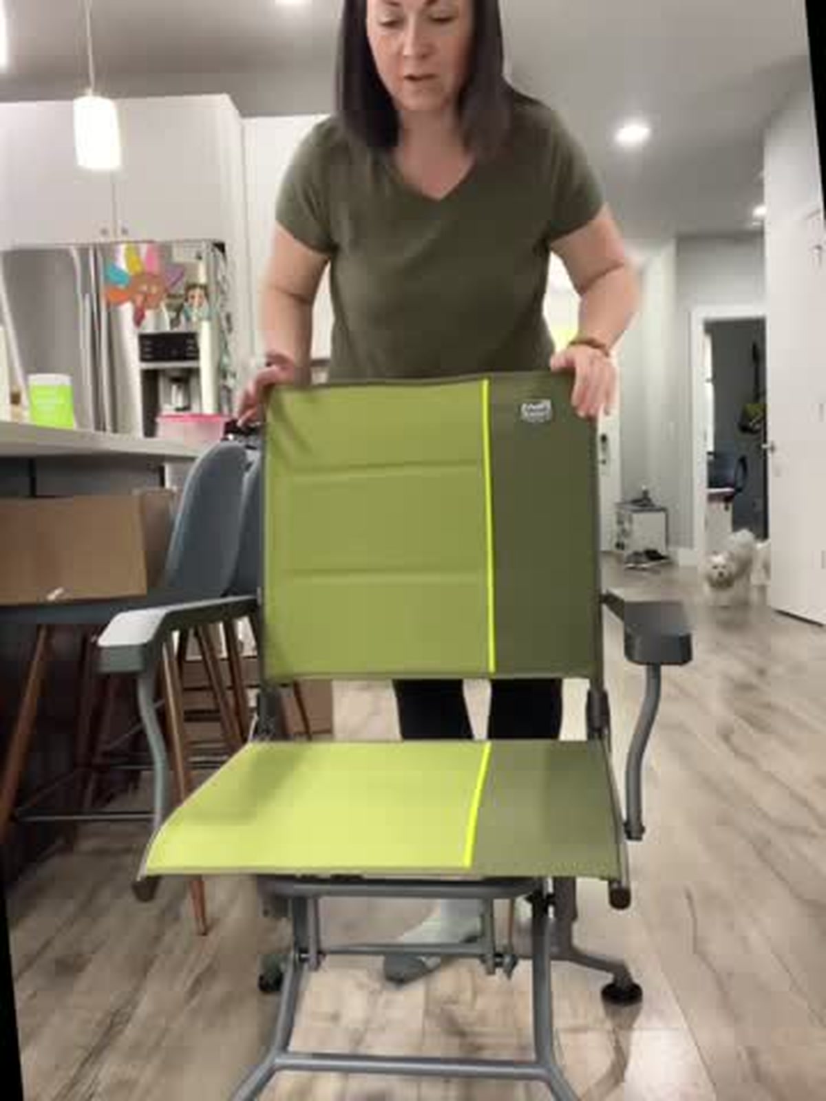 Front view of the olive green Timber Ridge glider chair