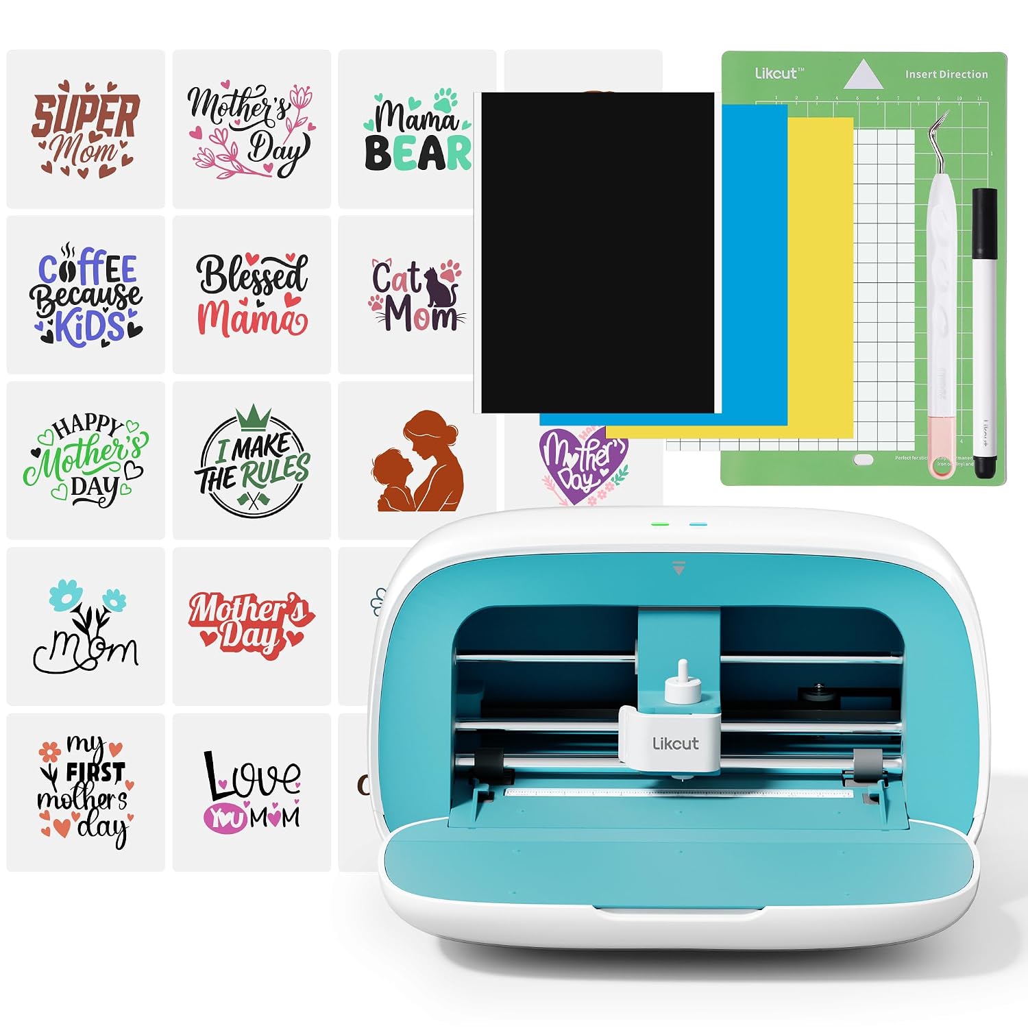 Likcut Vinyl Cutter Machine S501 - AI Smart Sticker Maker for Vinyl & Paper Crafts, AI Image Generation Portable Plotter DIY Cutting Machine for Craft & Party, Custom Stickers, Crafts for Adults