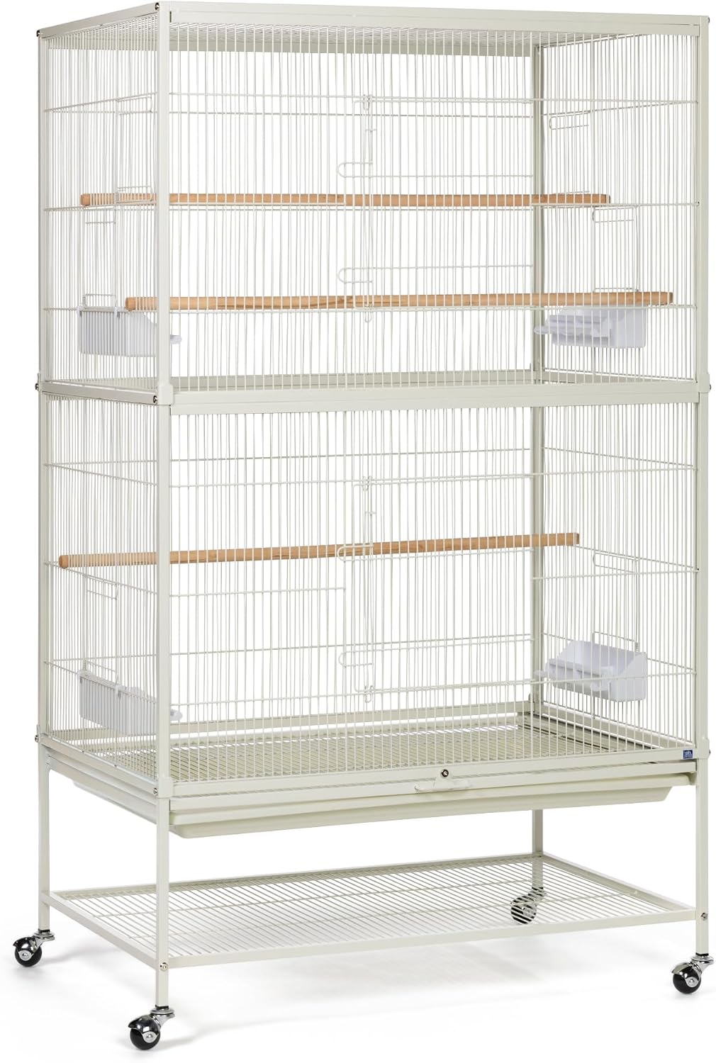 Prevue Hendryx Pet Products Wrought Iron Flight Cage - Big Rolling Bird Cage for Parakeets, Cockatiels, Conures, Lovebirds, Canaries, Finches, Parrotlets, & Caiques, 5 Ft - X-Large, Hammertone Black
