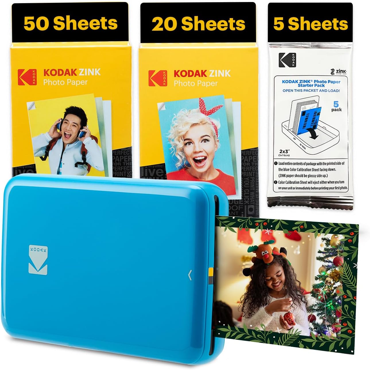 KODAK Step Instant Smartphone Photo Printer, Portable Mini Color Wireless Mobile Printer, Zink 2x3” (5.1x7.5 cm) Sticky-Back Photos, Bluetooth Compatible with iOS & Android Devices, Editing App, White