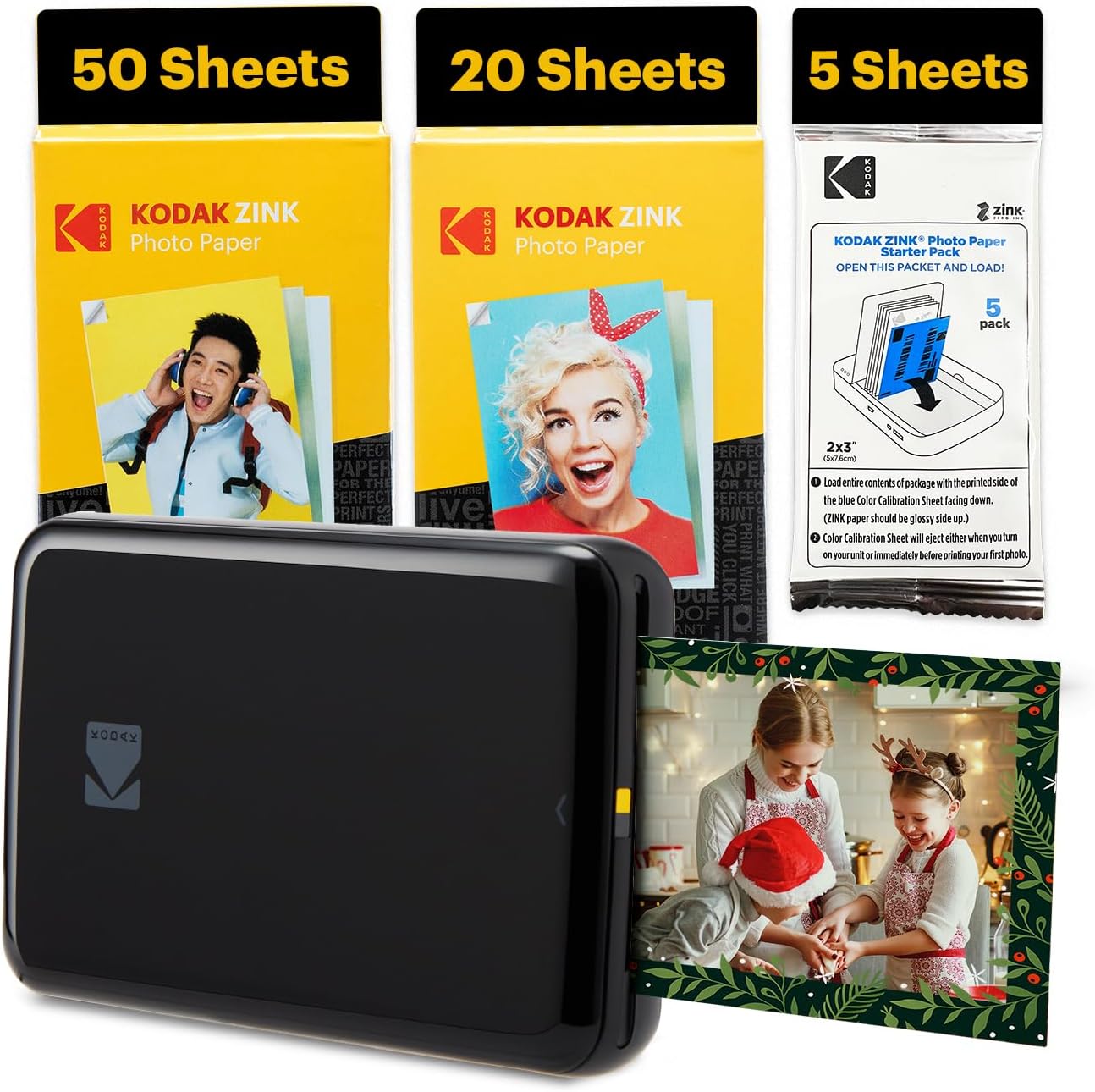KODAK Step Instant Smartphone Photo Printer, Portable Mini Color Wireless Mobile Printer, Zink 2x3” (5.1x7.5 cm) Sticky-Back Photos, Bluetooth Compatible with iOS & Android Devices, Editing App, White
