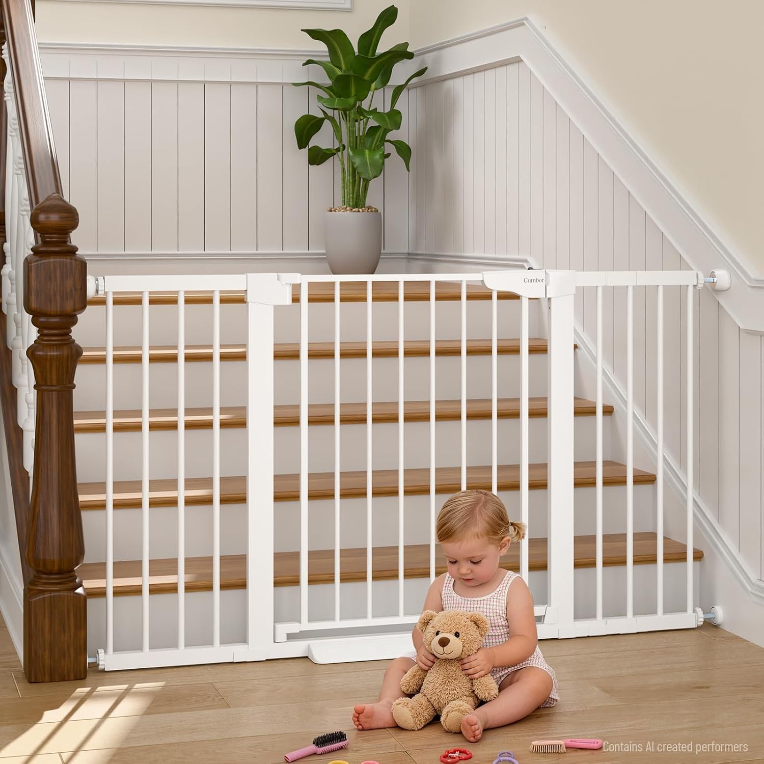 Cumbor 30-46" Baby Gate for Stairs, Mom's Choice Awards Winner-Auto Close Dog Gate for The House, Gifts for Mom, Easy Install Pressure Mounted Pet Gates for Doorways, Black
