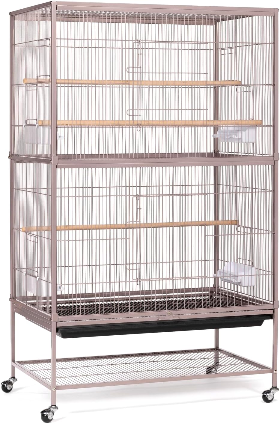 Prevue Hendryx Pet Products Wrought Iron Flight Cage - Big Rolling Bird Cage for Parakeets, Cockatiels, Conures, Lovebirds, Canaries, Finches, Parrotlets, & Caiques, 5 Ft - X-Large, Hammertone Black