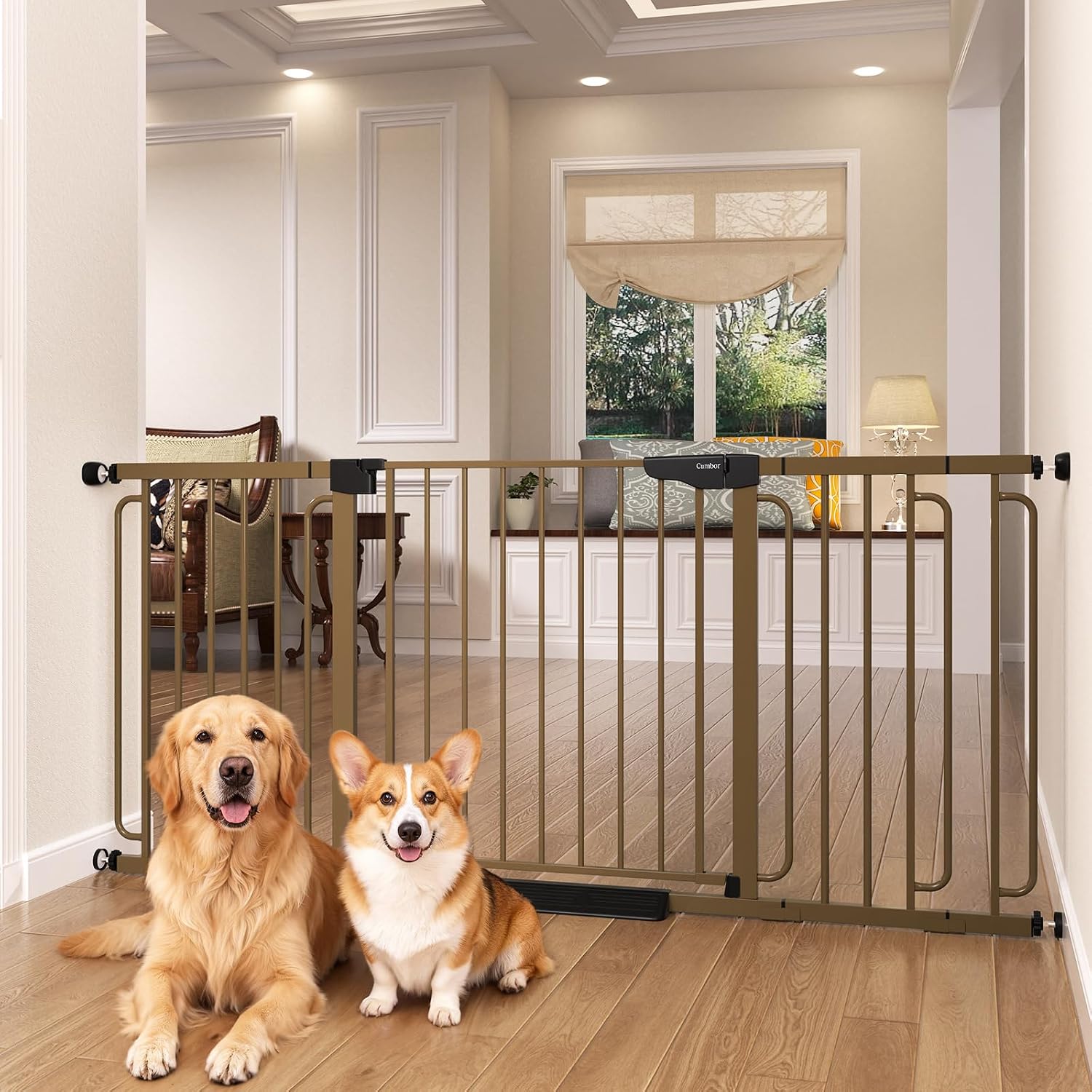 Cumbor 30-46" Baby Gate for Stairs, Mom's Choice Awards Winner-Auto Close Dog Gate for The House, Gifts for Mom, Easy Install Pressure Mounted Pet Gates for Doorways, Black