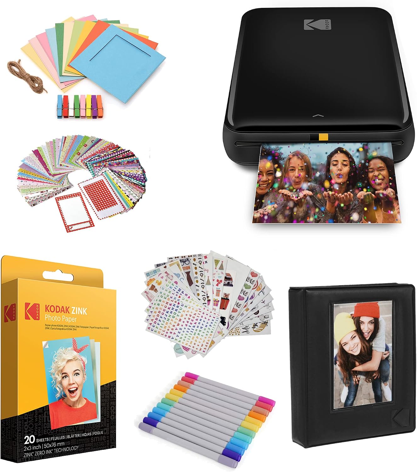 KODAK Step Instant Smartphone Photo Printer, Portable Mini Color Wireless Mobile Printer, Zink 2x3” (5.1x7.5 cm) Sticky-Back Photos, Bluetooth Compatible with iOS & Android Devices, Editing App, White