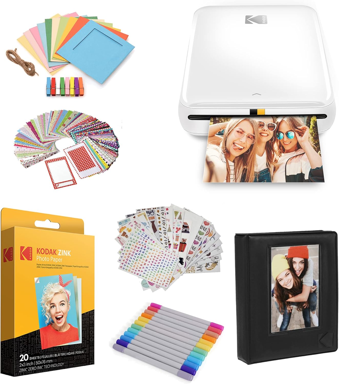 KODAK Step Instant Smartphone Photo Printer, Portable Mini Color Wireless Mobile Printer, Zink 2x3” (5.1x7.5 cm) Sticky-Back Photos, Bluetooth Compatible with iOS & Android Devices, Editing App, White