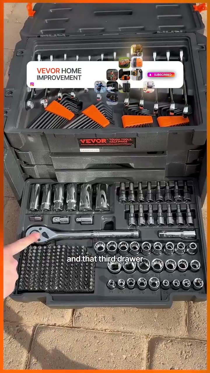 VEVOR 450-Piece SAE and Metric Mechanics Tool and Socket Set detail 2