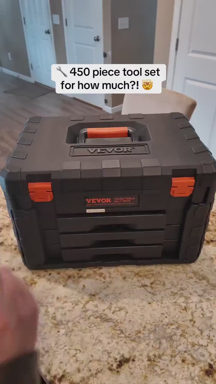 VEVOR 450-Piece SAE and Metric Mechanics Tool and Socket Set demonstration