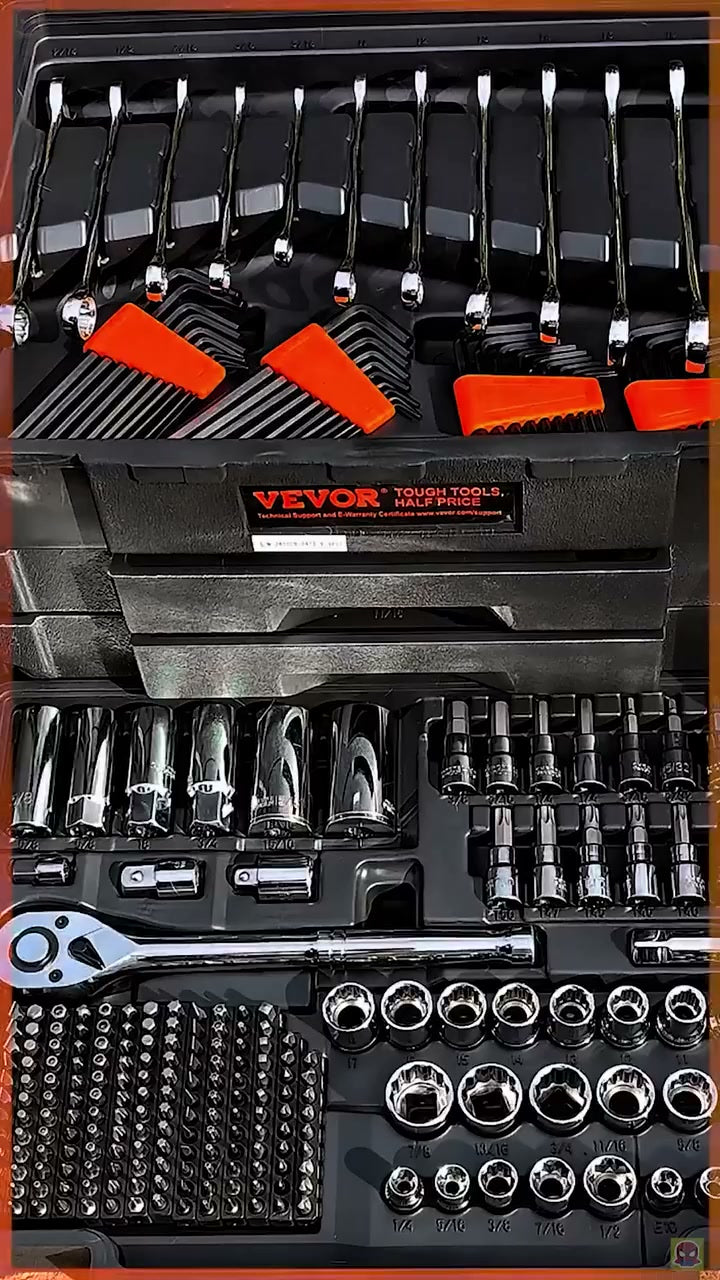 VEVOR 450-piece tool set combination wrenches, hex keys, sockets, and ratchet