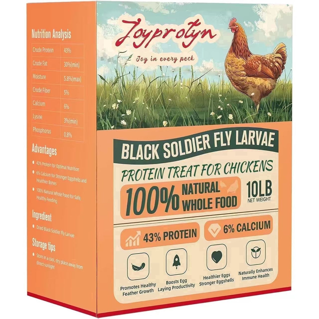 Joyprotyn 10 lb dried black soldier fly larvae chicken treat package